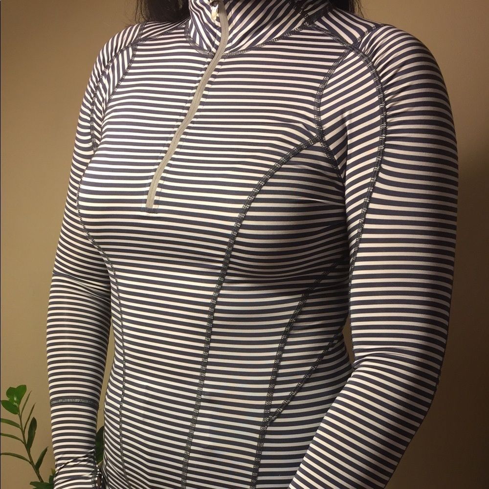 Zella Quarter Zip Pullover Workout Jacket Striped